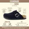 CUSHIONAIRE Hana Vegan Suede Clogs for Women, Cork Footbed Potato Shoes(Black Corduroy)