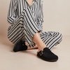 CUSHIONAIRE Hana Vegan Suede Clogs for Women, Cork Footbed Potato Shoes(Black Corduroy)
