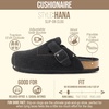 CUSHIONAIRE Hana Vegan Suede Clogs for Women, Cork Footbed Potato Shoes(Black Wool)
