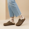 CUSHIONAIRE Hana Vegan Suede Clogs for Women, Cork Footbed Potato Shoes(Brown)