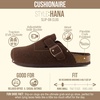 CUSHIONAIRE Hana Vegan Suede Clogs for Women, Cork Footbed Potato Shoes(Brown Wool)