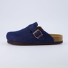 CUSHIONAIRE Hana Vegan Suede Clogs for Women, Cork Footbed Potato Shoes(Dark Denim)