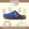 CUSHIONAIRE Hana Vegan Suede Clogs for Women, Cork Footbed Potato Shoes(Light Denim)