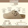 CUSHIONAIRE Hana Vegan Suede Clogs for Women, Cork Footbed Potato Shoes(Sand Vegan Suede)