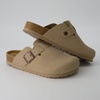 CUSHIONAIRE Hana Vegan Suede Clogs for Women, Cork Footbed Potato Shoes(Sand Vegan Suede)