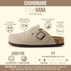 CUSHIONAIRE Hana Vegan Suede Clogs for Women, Cork Footbed Potato Shoes(Stone)