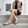 CUSHIONAIRE Hana Vegan Suede Clogs for Women, Cork Footbed Potato Shoes(Stone)