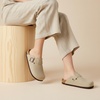CUSHIONAIRE Hana Vegan Suede Clogs for Women, Cork Footbed Potato Shoes(Stone)
