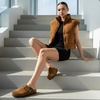 CUSHIONAIRE Hana Vegan Suede Clogs for Women, Cork Footbed Potato Shoes(Tan Corduroy)