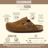 CUSHIONAIRE Hana Vegan Suede Clogs for Women, Cork Footbed Potato Shoes(Tan Corduroy)