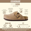 CUSHIONAIRE Hana Vegan Suede Clogs for Women, Cork Footbed Potato Shoes(Taupe Corduroy)