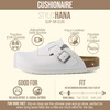 CUSHIONAIRE Hana Vegan Suede Clogs for Women, Cork Footbed Potato Shoes(White Color Map: White)