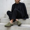 CUSHIONAIRE Haven Genuine Leather Clogs for Women – Faux Fur Lined Slip-On Womens Shoes with Cork Footbed and Adjustable Buckle(Khaki)