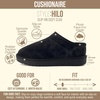 CUSHIONAIRE Hilo-3 Cozy Suede Womens Slippers, Soft Faux Fur Lined Slip On House Shoes for Women with Cushioned Memory Foam(Black Midnight Genuine Suede)
