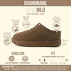CUSHIONAIRE Hilo-3 Cozy Suede Womens Slippers, Soft Faux Fur Lined Slip On House Shoes for Women with Cushioned Memory Foam(Brown Wood Genuine Suede)