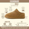 CUSHIONAIRE Hilo-3 Cozy Suede Womens Slippers, Soft Faux Fur Lined Slip On House Shoes for Women with Cushioned Memory Foam(Chestnut 2)