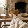 CUSHIONAIRE Hilo-3 Cozy Suede Womens Slippers, Soft Faux Fur Lined Slip On House Shoes for Women with Cushioned Memory Foam(Chestnut 2)