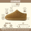 CUSHIONAIRE Hilo-3 Cozy Suede Womens Slippers, Soft Faux Fur Lined Slip On House Shoes for Women with Cushioned Memory Foam(Chestnut Leaf Genuine Suede)