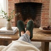 CUSHIONAIRE Hilo-3 Cozy Suede Womens Slippers, Soft Faux Fur Lined Slip On House Shoes for Women with Cushioned Memory Foam(Forest Green 2)