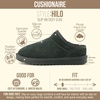 CUSHIONAIRE Hilo-3 Cozy Suede Womens Slippers, Soft Faux Fur Lined Slip On House Shoes for Women with Cushioned Memory Foam(Forest Green 2)