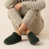 CUSHIONAIRE Hilo-3 Cozy Suede Womens Slippers, Soft Faux Fur Lined Slip On House Shoes for Women with Cushioned Memory Foam(Forest Green 2)