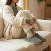 CUSHIONAIRE Hilo-3 Cozy Suede Womens Slippers, Soft Faux Fur Lined Slip On House Shoes for Women with Cushioned Memory Foam(Grey 2)