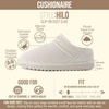 CUSHIONAIRE Hilo-3 Cozy Suede Womens Slippers, Soft Faux Fur Lined Slip On House Shoes for Women with Cushioned Memory Foam(Off White 2)