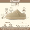 CUSHIONAIRE Hilo-3 Cozy Suede Womens Slippers, Soft Faux Fur Lined Slip On House Shoes for Women with Cushioned Memory Foam(Sand 2)