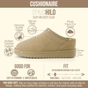 CUSHIONAIRE Hilo-3 Cozy Suede Womens Slippers, Soft Faux Fur Lined Slip On House Shoes for Women with Cushioned Memory Foam(Sand Breeze Genuine Suede)