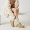 CUSHIONAIRE Hilo-3 Cozy Suede Womens Slippers, Soft Faux Fur Lined Slip On House Shoes for Women with Cushioned Memory Foam(Sand Breeze Genuine Suede)