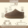 CUSHIONAIRE Hilo-3 Cozy Suede Womens Slippers, Soft Faux Fur Lined Slip On House Shoes for Women with Cushioned Memory Foam(Taupe Earth Genuine Suede)