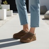 CUSHIONAIRE Kabuki Platform Boots Genuine Suede Fuzzy Mule Slippers for Women with Memory Foam | Indoor/Outdoor Womens Slippers | Wide Widths Available(Brown)