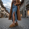 CUSHIONAIRE Kabuki Platform Boots Genuine Suede Fuzzy Mule Slippers for Women with Memory Foam | Indoor/Outdoor Womens Slippers | Wide Widths Available(Chestnut Suede)