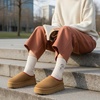 CUSHIONAIRE Kabuki Platform Boots Genuine Suede Fuzzy Mule Slippers for Women with Memory Foam | Indoor/Outdoor Womens Slippers | Wide Widths Available(Chestnut Suede)