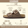 CUSHIONAIRE Laz 100% Genuine Leather Cork Footbed Slide Sandals for Women with Adjustable Buckles and Memory Foam(Brown)