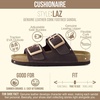 CUSHIONAIRE Laz 100% Genuine Leather Cork Footbed Slide Sandals for Women with Adjustable Buckles and Memory Foam(Chocolate)