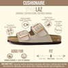 CUSHIONAIRE Laz 100% Genuine Leather Cork Footbed Slide Sandals for Women with Adjustable Buckles and Memory Foam(Stone)