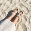 CUSHIONAIRE Laz 100% Genuine Leather Cork Footbed Slide Sandals for Women with Adjustable Buckles and Memory Foam(Stone)