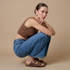 CUSHIONAIRE Laz 100% Genuine Leather Cork Footbed Slide Sandals for Women with Adjustable Buckles and Memory Foam(Tobacco)