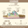 CUSHIONAIRE Lily Girl Toddler Sandals with Adjustable Gold Tone Star Buckles and Cushioned Cork Footbed Slip On Girls Slides for Kids(Multi Woven)