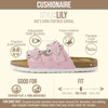 CUSHIONAIRE Lily Girl Toddler Sandals with Adjustable Gold Tone Star Buckles and Cushioned Cork Footbed Slip On Girls Slides for Kids(Pink Stars)