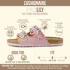 CUSHIONAIRE Lily Girl Toddler Sandals with Adjustable Gold Tone Star Buckles and Cushioned Cork Footbed Slip On Girls Slides for Kids(Pink Woven)