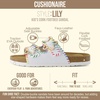 CUSHIONAIRE Lily Girl Toddler Sandals with Adjustable Gold Tone Star Buckles and Cushioned Cork Footbed Slip On Girls Slides for Kids(White Woven)
