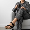 CUSHIONAIRE Luna Sandals for Women, Cork Footbed Womens Sandals for Summer Comfort with Adjustable Straps, Wide Width Available(Black)