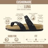 CUSHIONAIRE Luna Sandals for Women, Cork Footbed Womens Sandals for Summer Comfort with Adjustable Straps, Wide Width Available(Black)