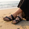 CUSHIONAIRE Luna Sandals for Women, Cork Footbed Womens Sandals for Summer Comfort with Adjustable Straps, Wide Width Available(Black Nappa)