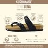 CUSHIONAIRE Luna Sandals for Women, Cork Footbed Womens Sandals for Summer Comfort with Adjustable Straps, Wide Width Available(Black Nappa)