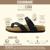 CUSHIONAIRE Luna Sandals for Women, Cork Footbed Womens Sandals for Summer Comfort with Adjustable Straps, Wide Width Available(Black Oily)