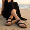 CUSHIONAIRE Luna Sandals for Women, Cork Footbed Womens Sandals for Summer Comfort with Adjustable Straps, Wide Width Available(Black Oily)