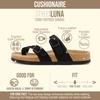 CUSHIONAIRE Luna Sandals for Women, Cork Footbed Womens Sandals for Summer Comfort with Adjustable Straps, Wide Width Available(Black Vegan Suede)